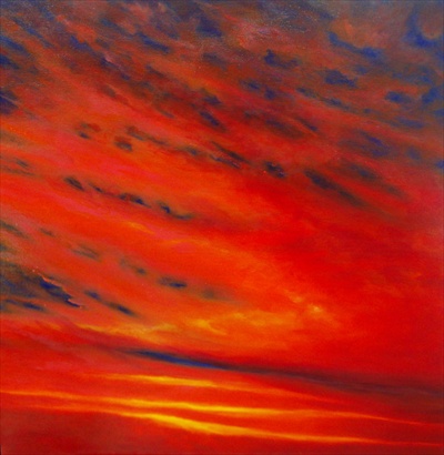 Acrylic Painting titled Fire In The Sky On Granger Road