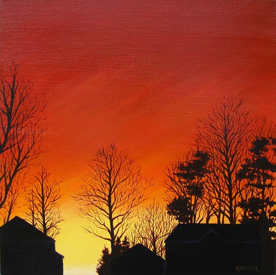 Acrylic Painting title Neighborhood Sunset