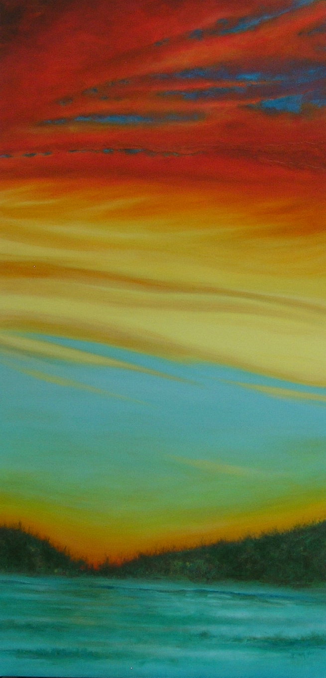 Acrylic Painting titled Crimson Sky