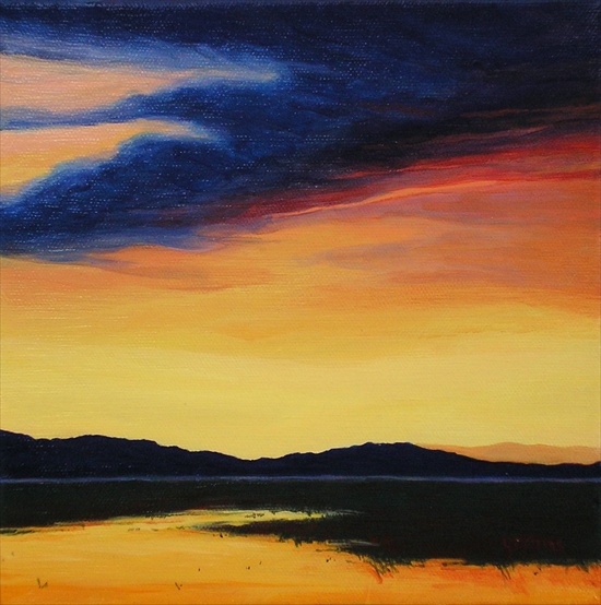 Acrylic Painting titled Saffron Sunrise